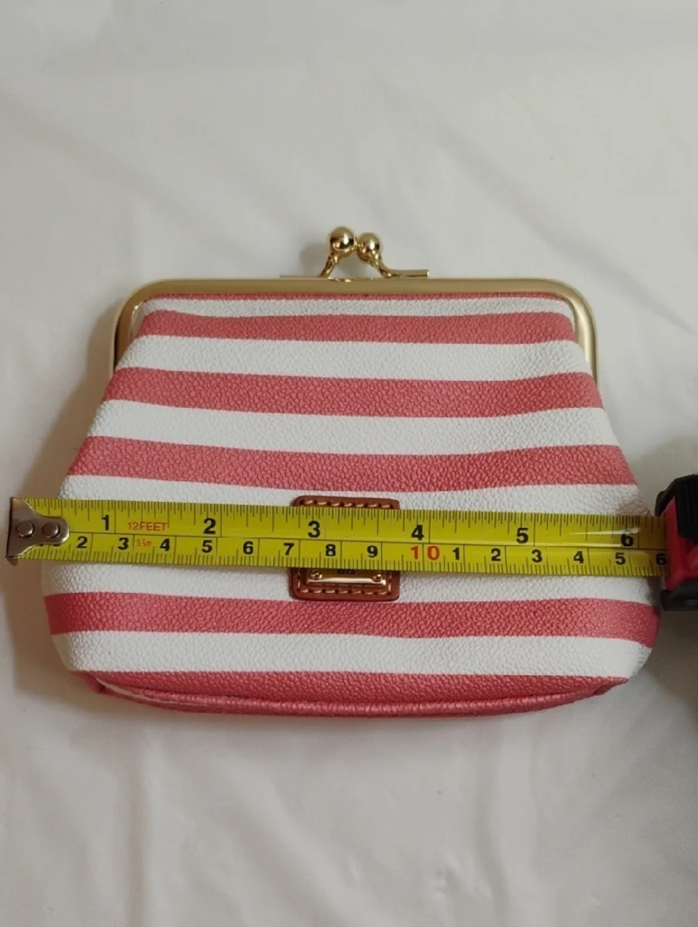 Dooney & Bourke Pink & White Striped Kiss-Lock Clutch - Picture 4 of 4